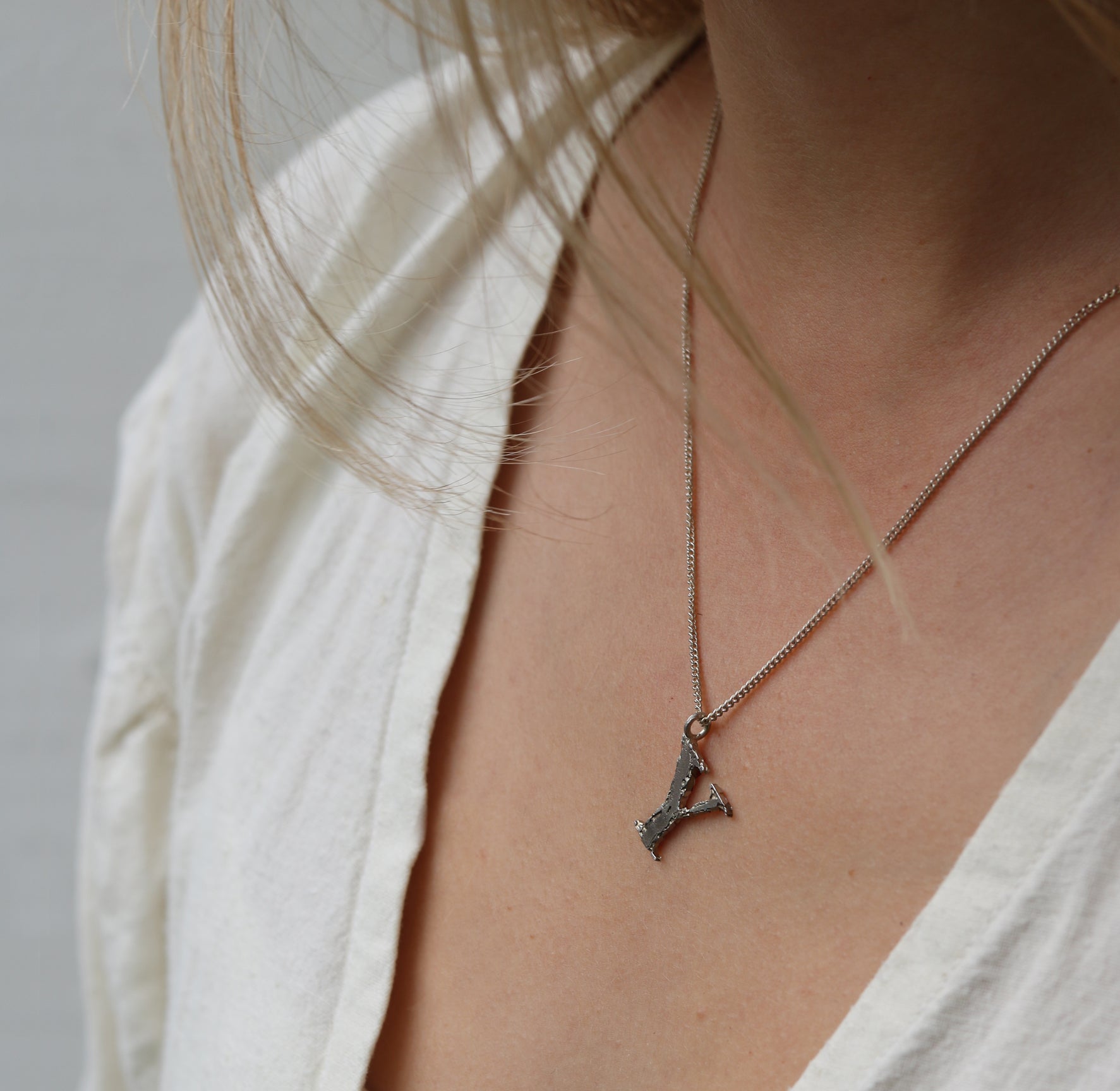 Silver 'Strata' Letter Pendant