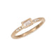 Yellow Gold Textured Ring with a Baguette and Round Diamonds