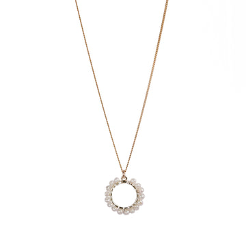 Mounir gold plated white pearl circle necklace
