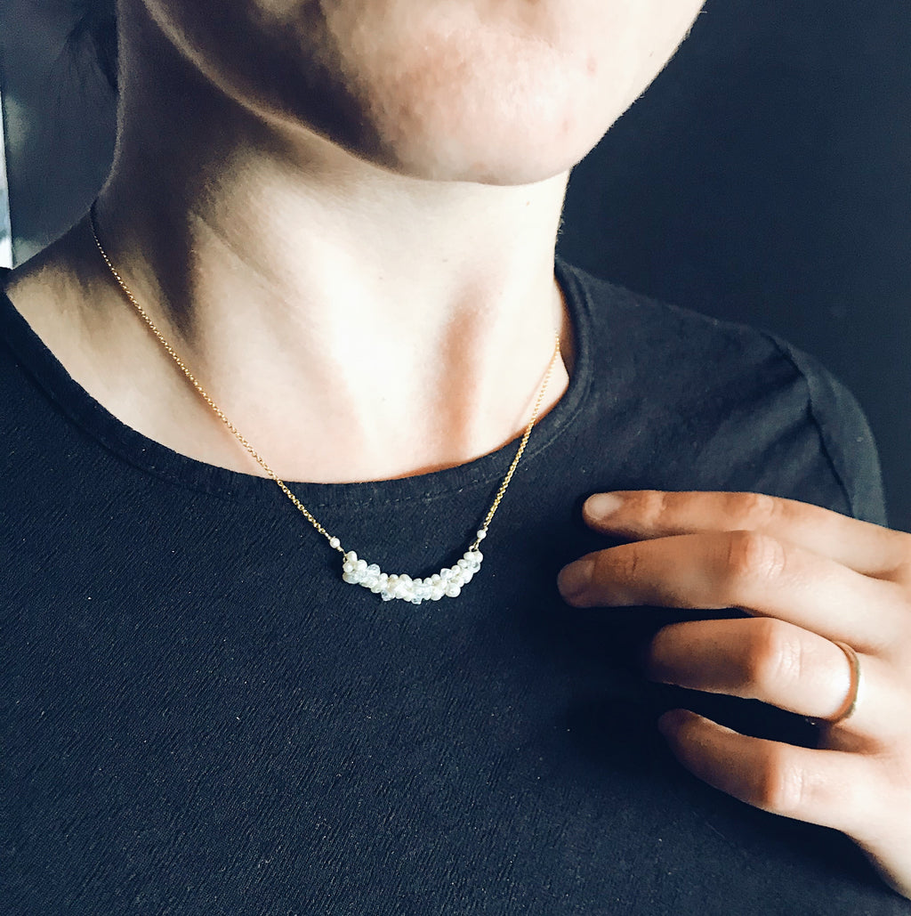Mounir gold plated pearl and crystal necklace