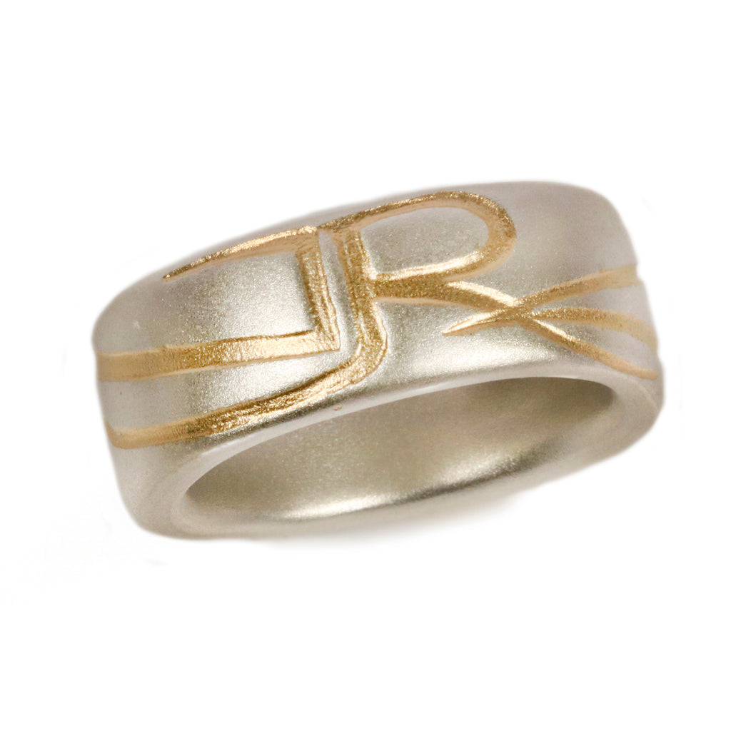 Bespoke - Silver Ring with Gold Personalised Words