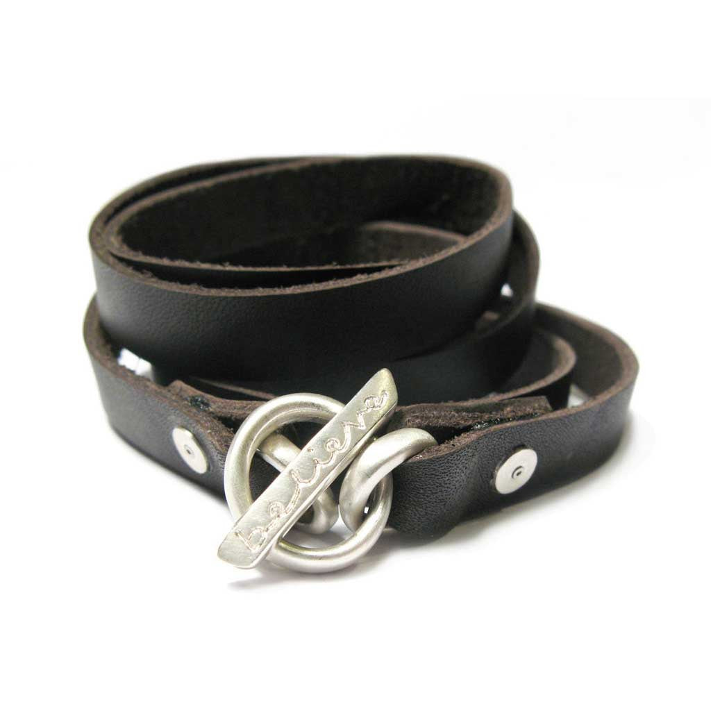 Diana Porter Contemporary Jewellery Bespoke Commission etched silver and leather bracelet