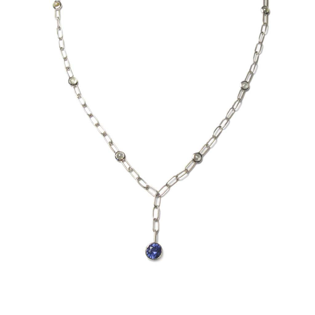Diana Porter Contemporary Jewellery Bespoke Commission gold diamond necklace sapphire necklace