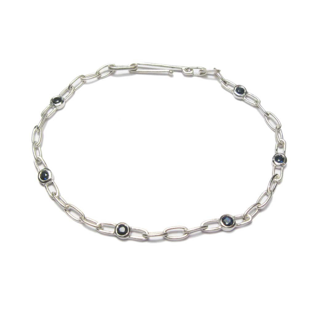 Diana Porter Contemporary Jewellery Bespoke Commission silver sapphire bracelet