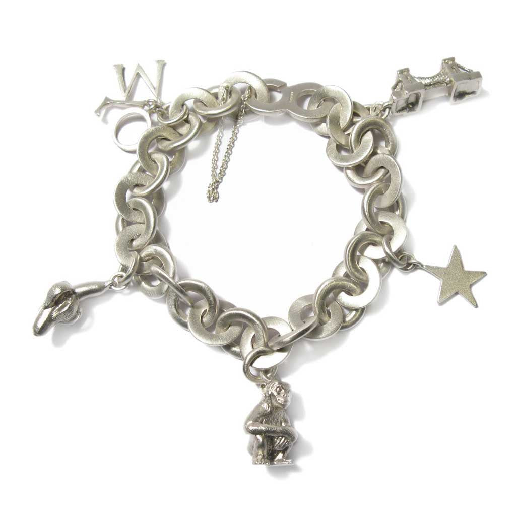 Diana Porter Contemporary Jewellery Bespoke Commission white gold charm bracelet