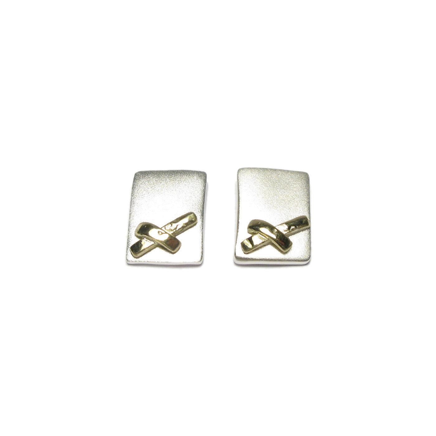 Diana Porter Jewellery contemporary silver and gold kiss stud earrings