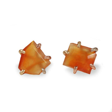 Variance Objects Orange Carnelian Ear studs in Rose, White and Yellow Gold