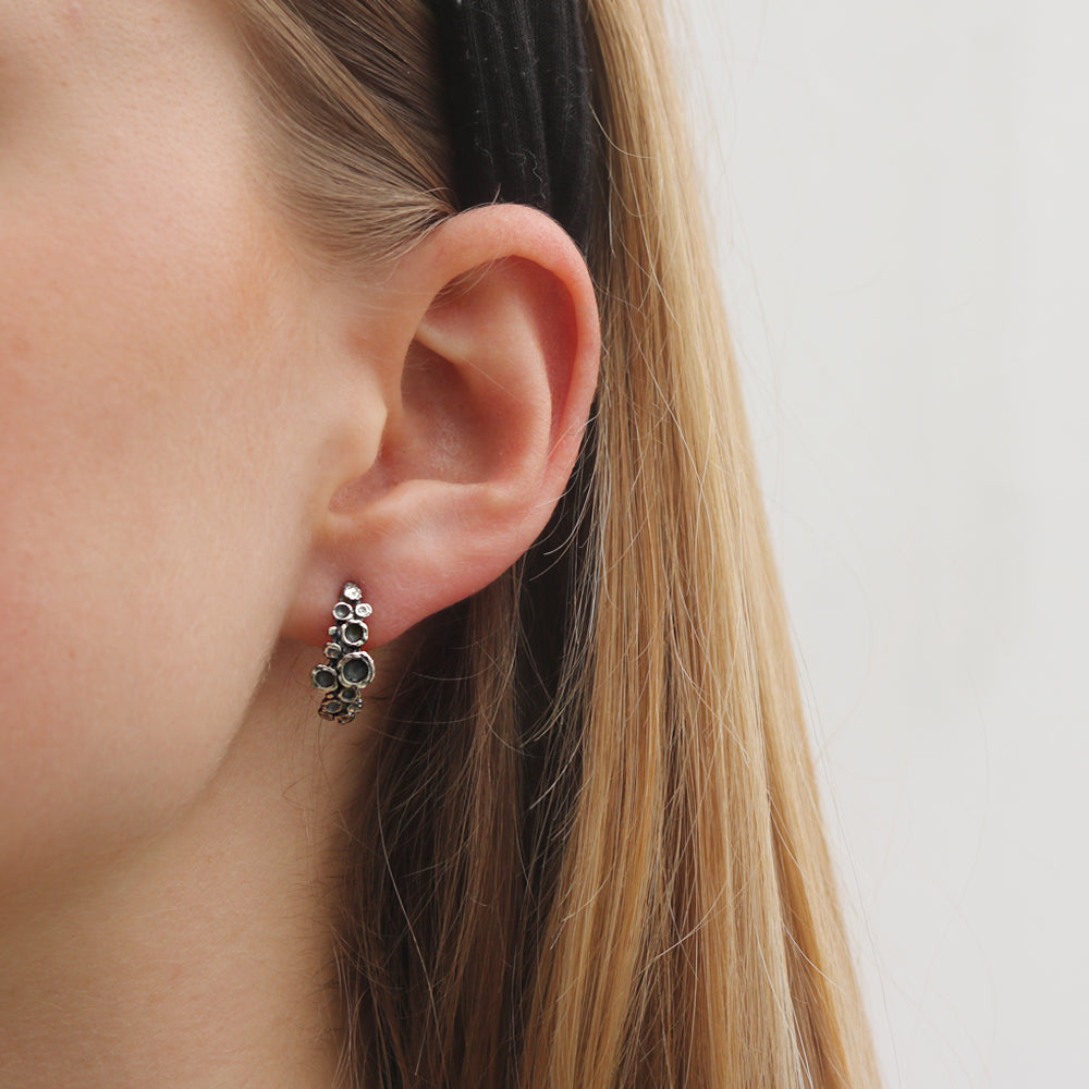 Large Silver 'Emerge' Ear Studs