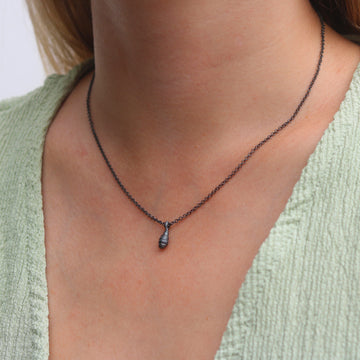 Silver 'Strata' Small Drop Pendant Necklace