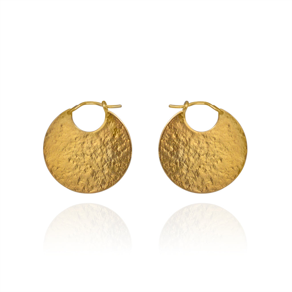 Cara Tonkin Paillette Disc Gold Plate Hoop Earrings