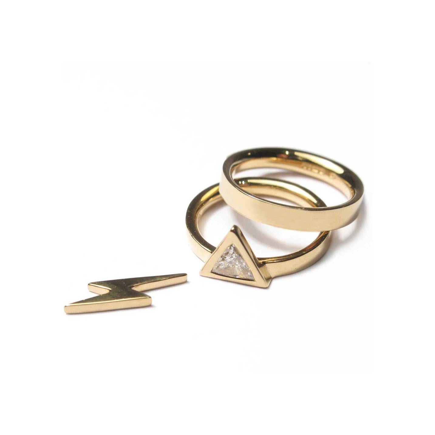 Diana Porter Jewellery bespoke commission recycled gold trillion diamond rings