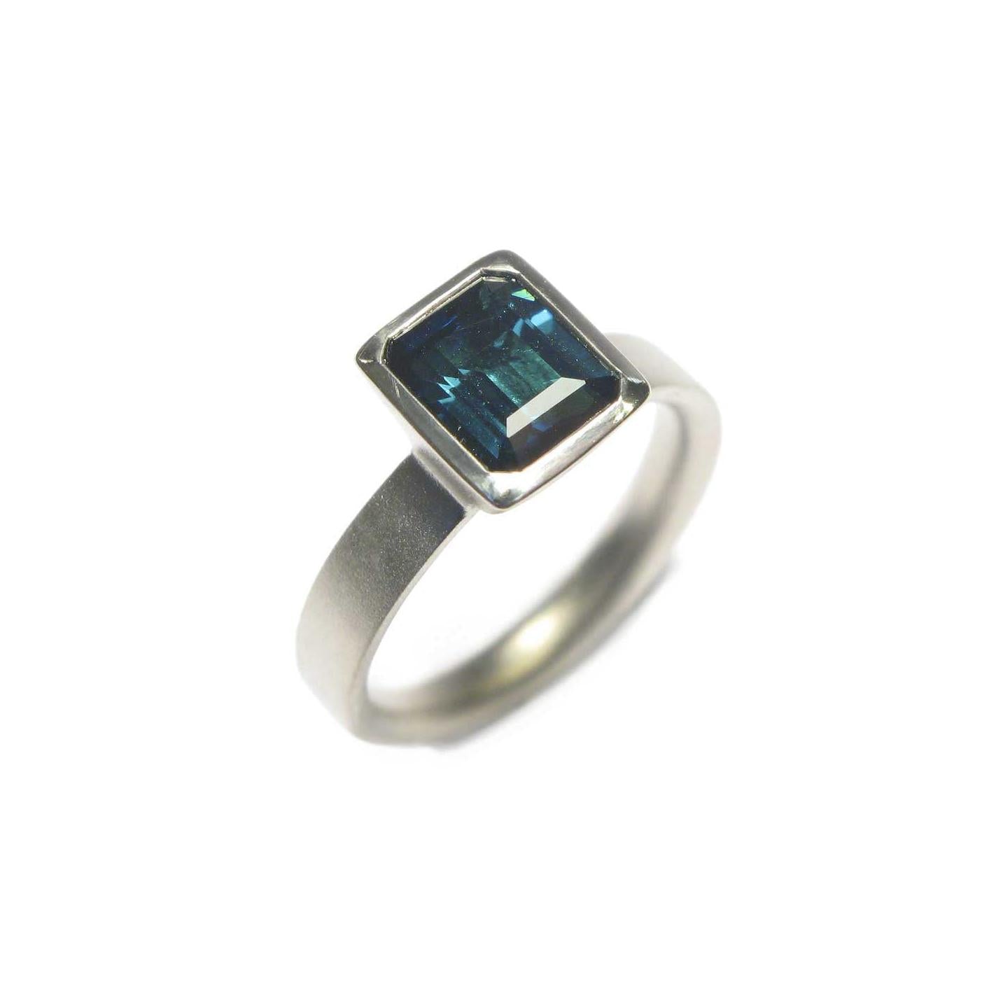 Bespoke - Blue Tourmaline and White Gold Ring