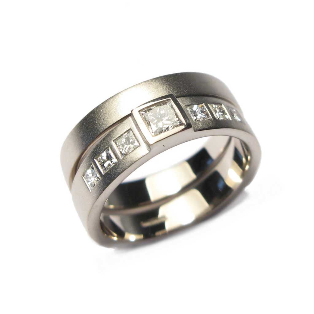 Diana Porter Jewellery bespoke commission reworked diamond and white gold engagement and wedding rings