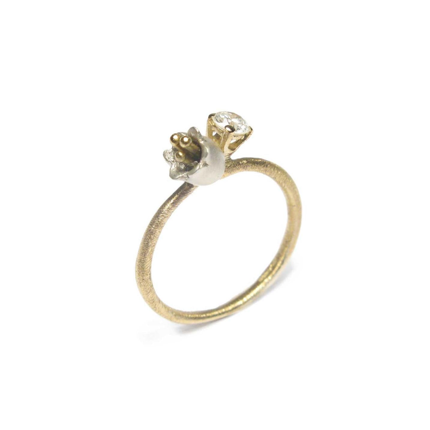 Diana Porter Jewellery bespoke commission lily silver gold and diamond ring