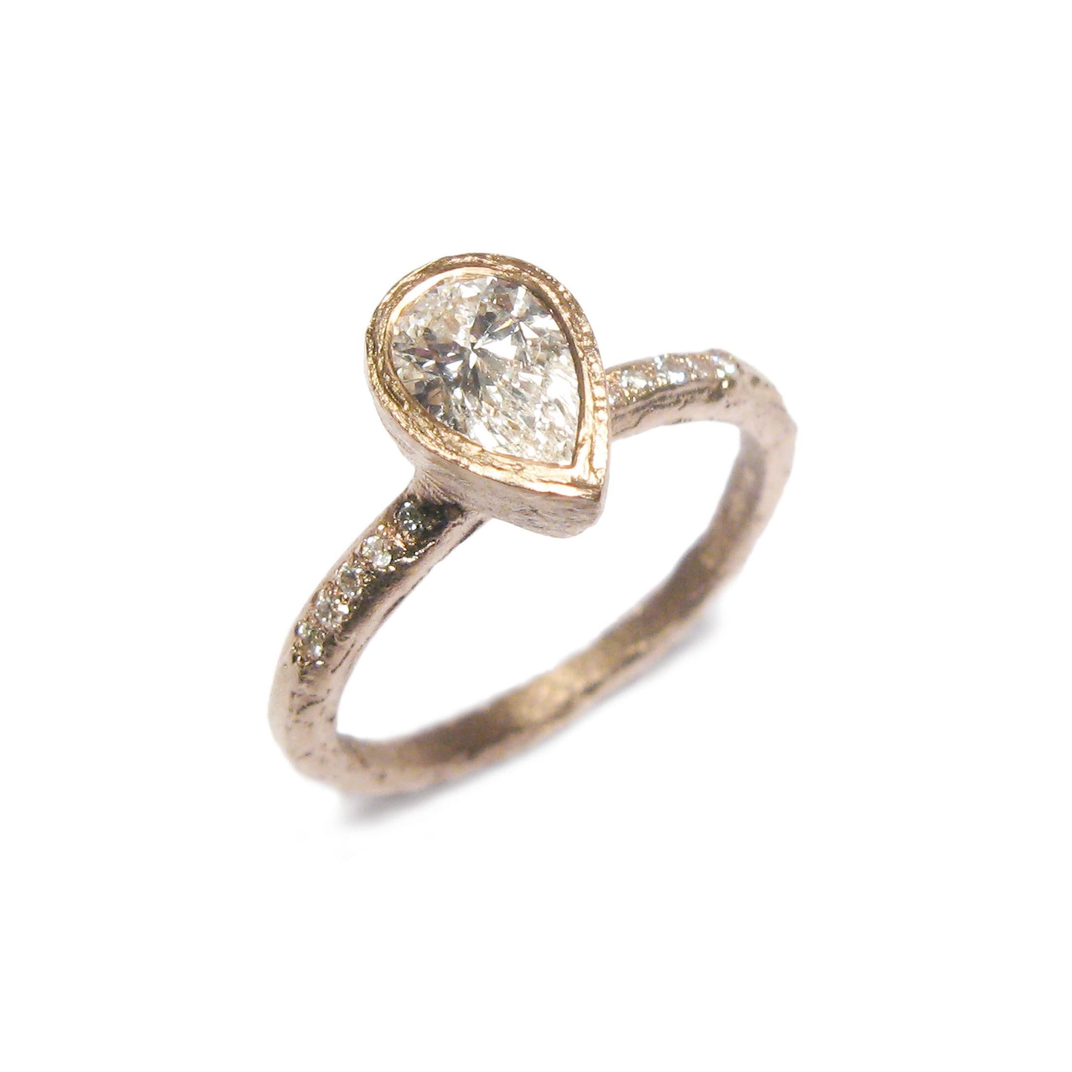 Bespoke - 0.50ct Pear Cut Diamond and Rose Gold Ring