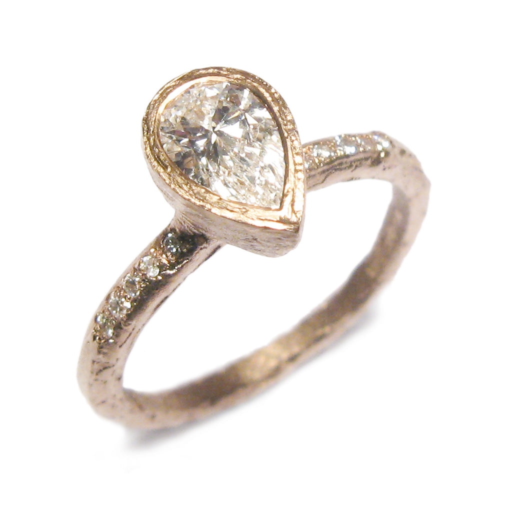 Bespoke - 0.50ct Pear Cut Diamond and Rose Gold Ring