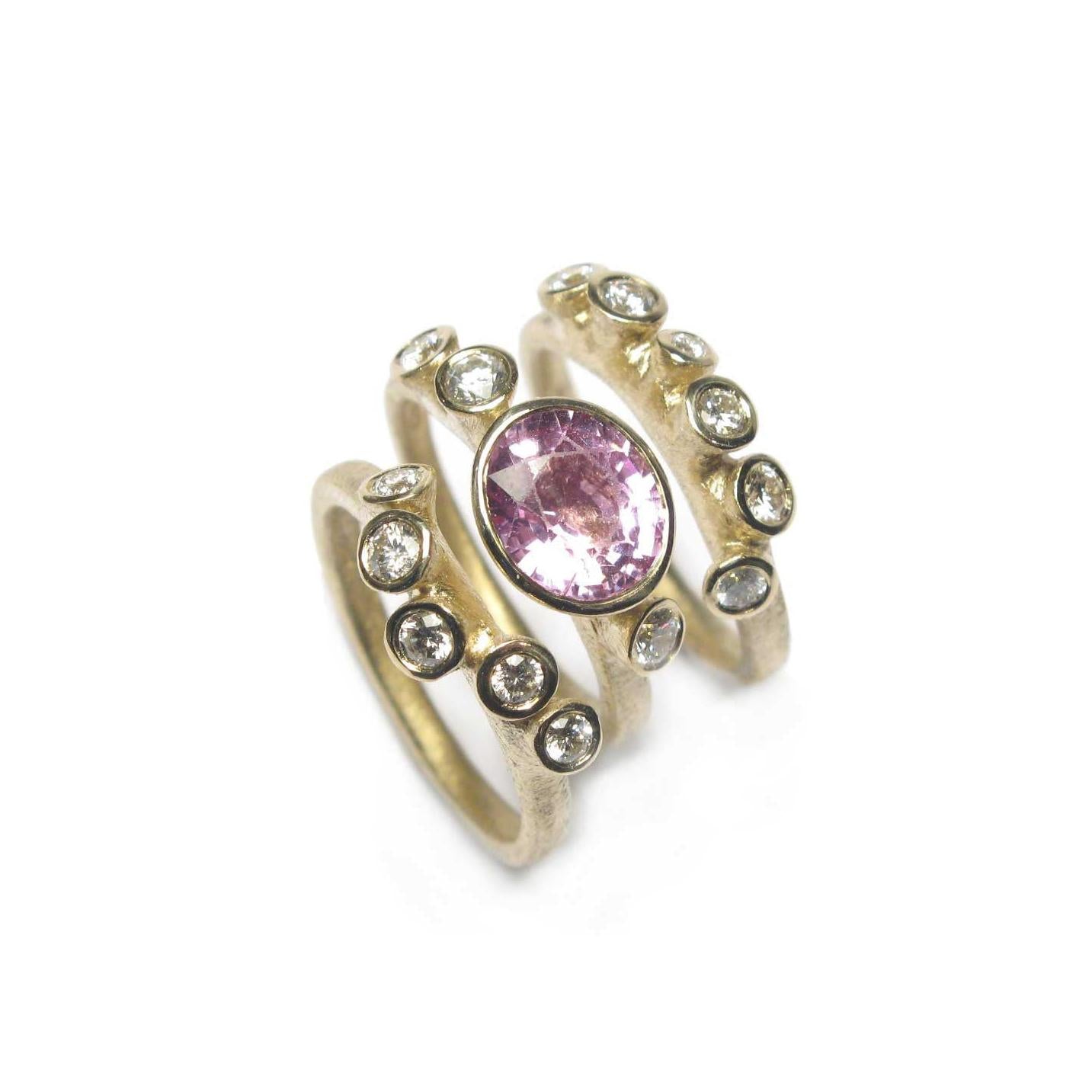 Diana Porter Jewellery bespoke commission recycled diamonds, sapphire and gold rings