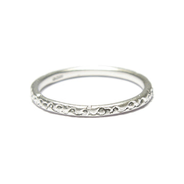 Diana Porter Jewellery contemporary etched on and on silver stacking ring