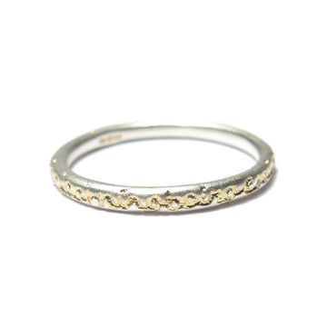 Diana Porter Jewellery contemporary etched being silver gold stacking ring