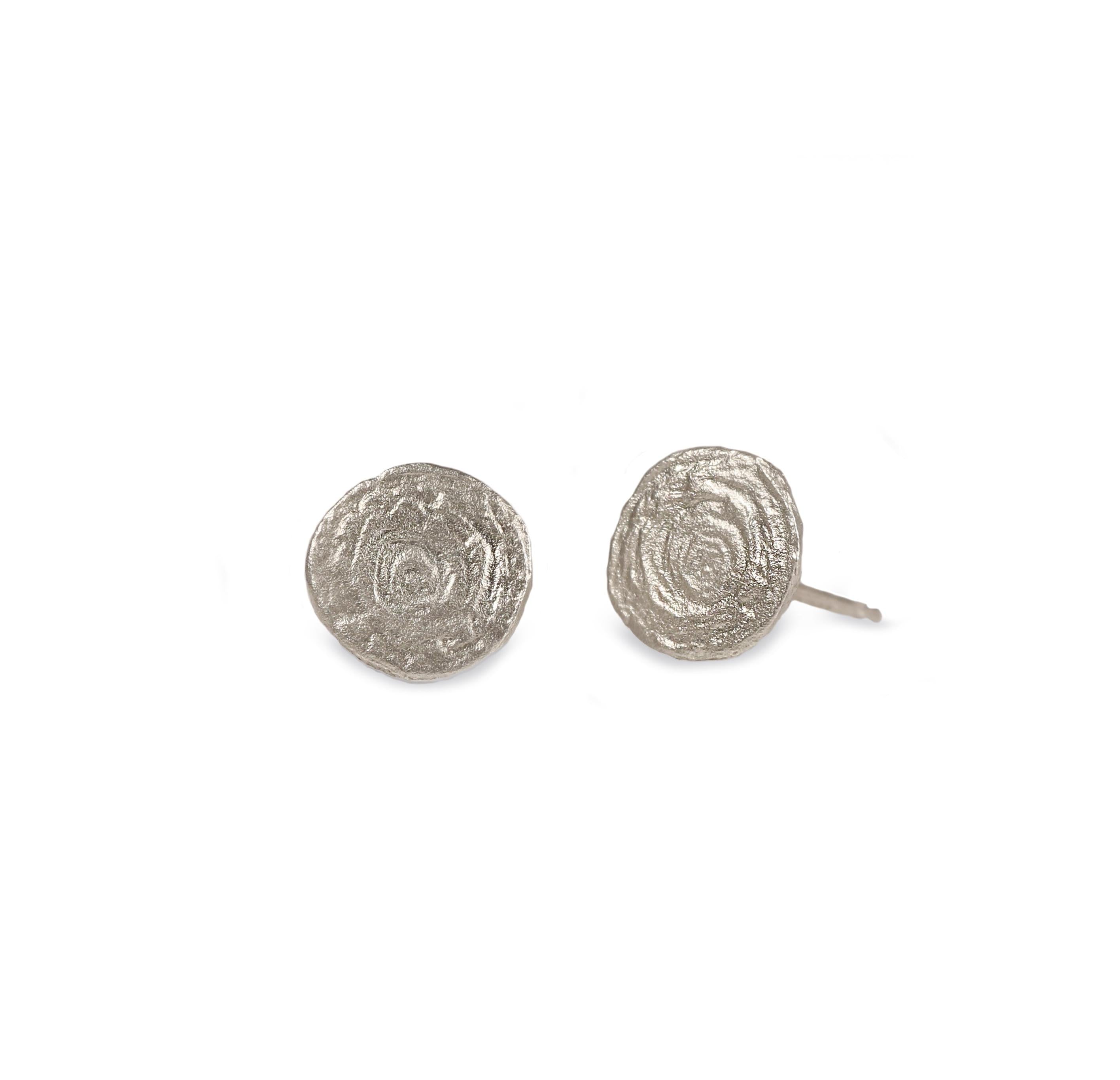 Large Silver Etched Ear Studs
