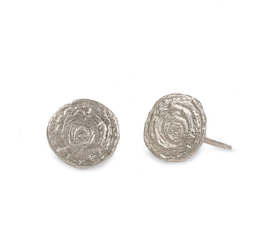 Large Silver Etched Ear Studs