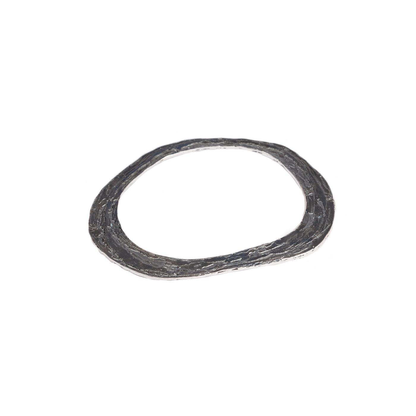 Oval Silver 'Strata' Bangle