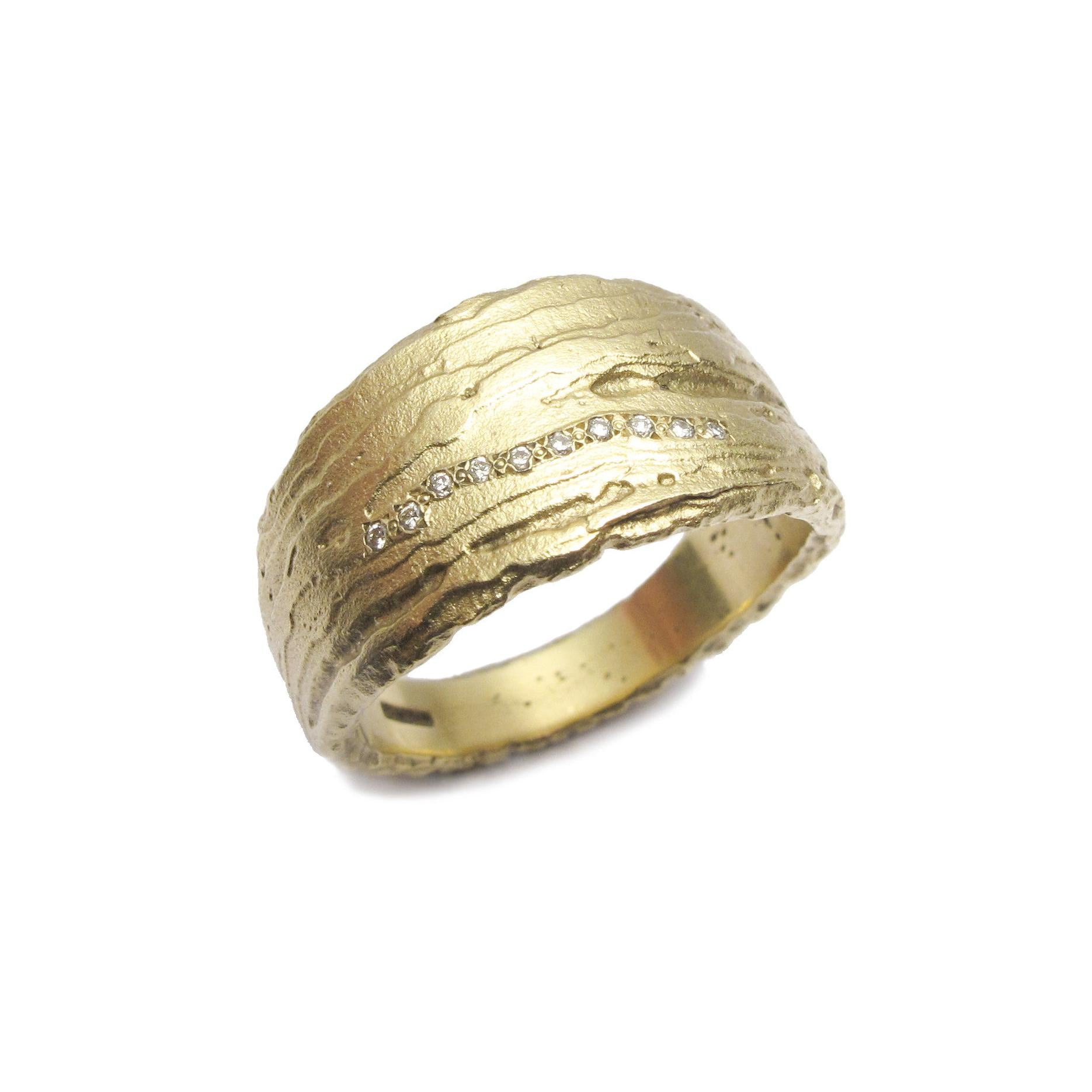 Diana Porter Jewellery contemporary etched yellow gold diamond eternity ring