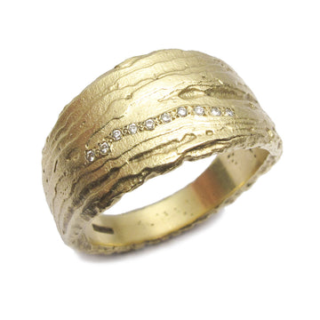 Diana Porter Jewellery contemporary etched yellow gold diamond eternity ring