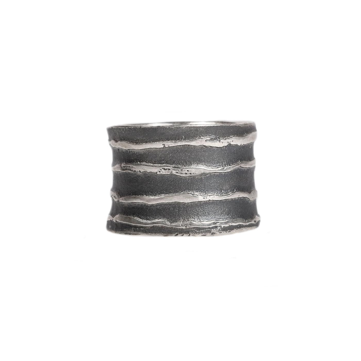 Wide Silver 'Strata' Stripe Ring