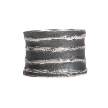 Wide Silver 'Strata' Stripe Ring