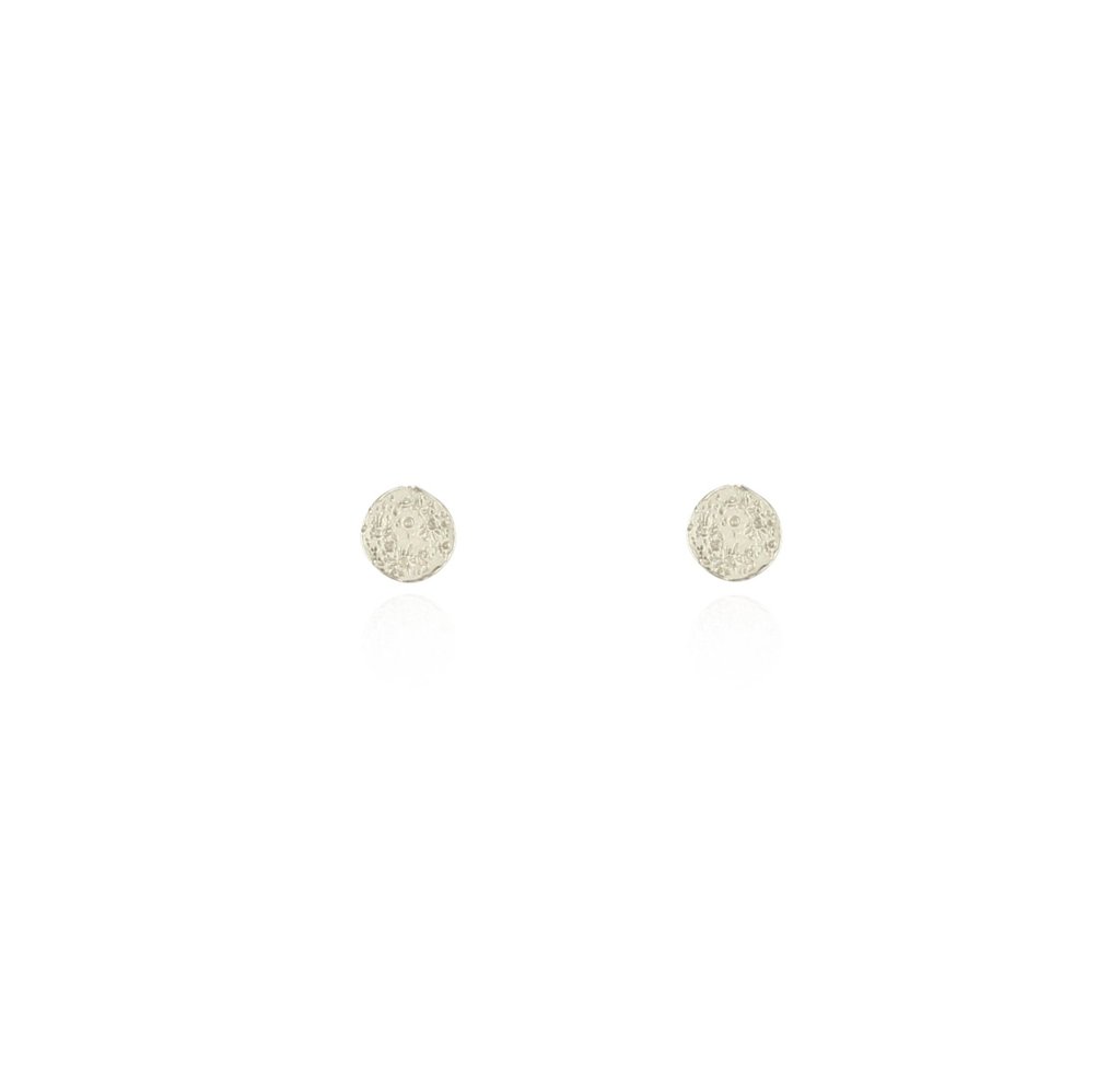Momocreatura Mini Moon Disc Stud Earrings Silver