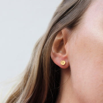 Momocreatura Mini Moon Disc Stud Earrings Gold Ring