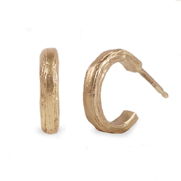 Small 9ct Fairtrade Gold Strata Textured Ear Hoops