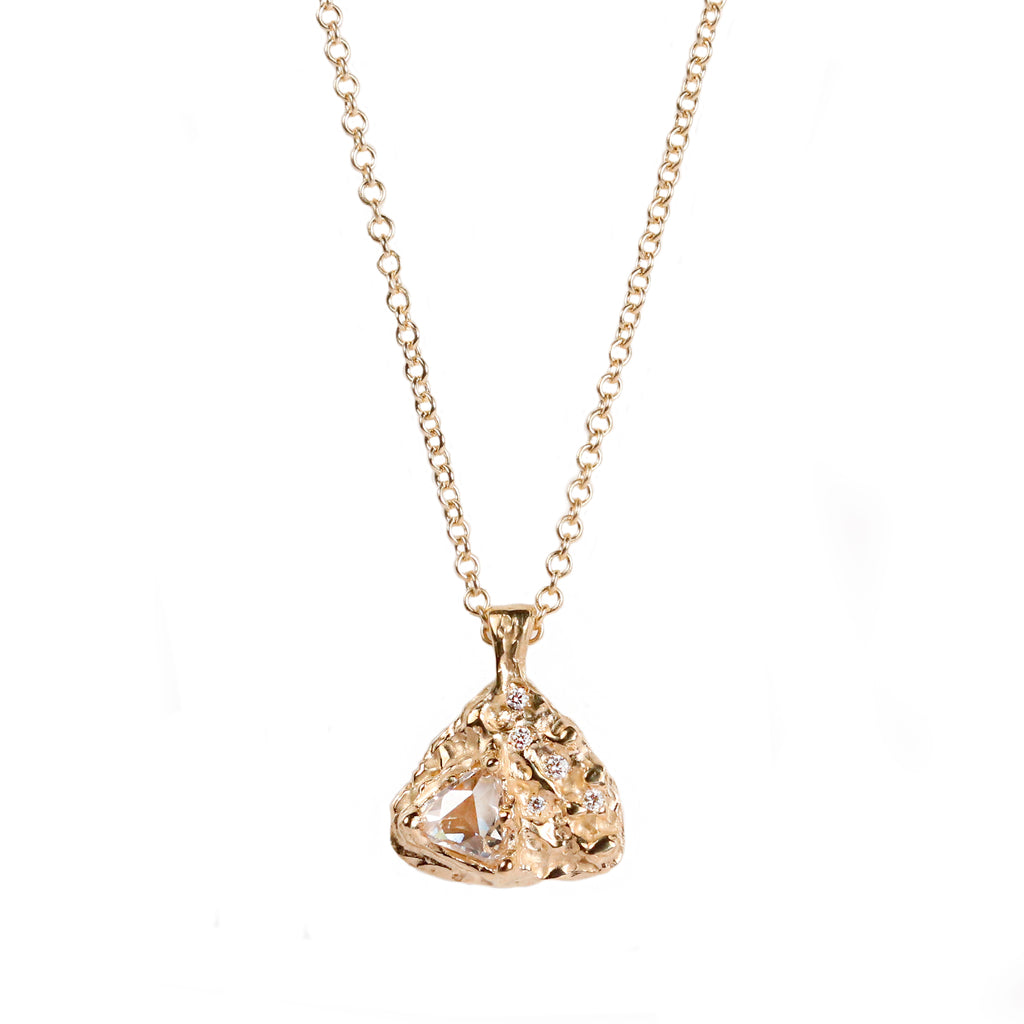 Bespoke -  Gold and Diamond Molten Pendant
