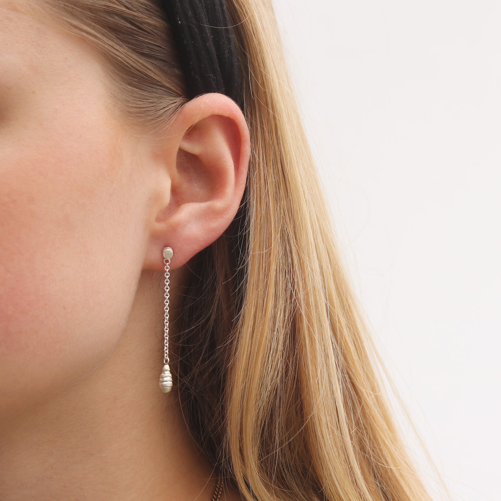 Silver 'Strata' Drop Earrings