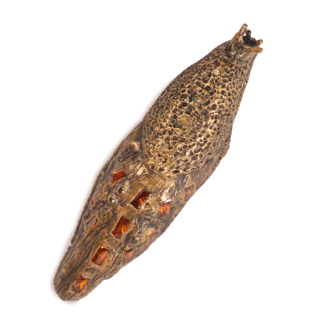 Amy Findlay Bronze 'Hilda' Slug Brooch with Cubic Zirconias