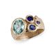 9ct yellow gold with Aqua and Blue Sapphires