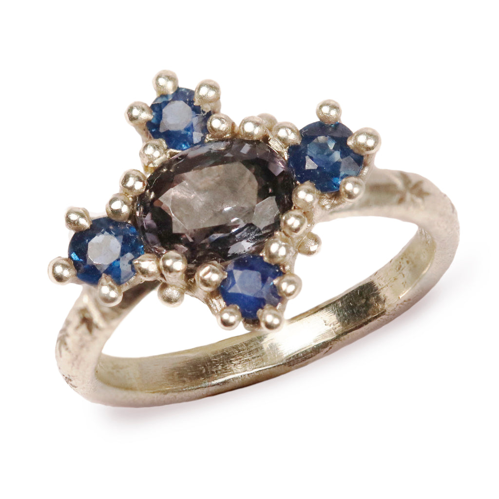 Ciara Bowles White Gold Sapphire Croix Ring