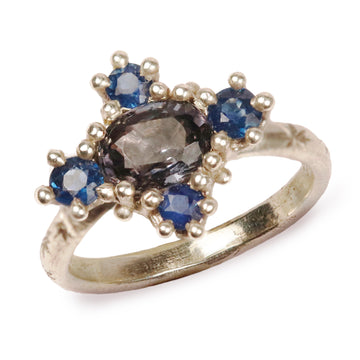 Ciara Bowles White Gold Sapphire Croix Ring