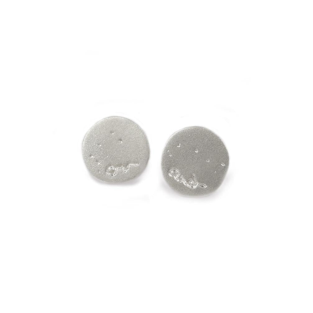 Silver 'and on' Round Disc Earrings