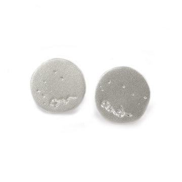 Silver 'and on' Round Disc Earrings