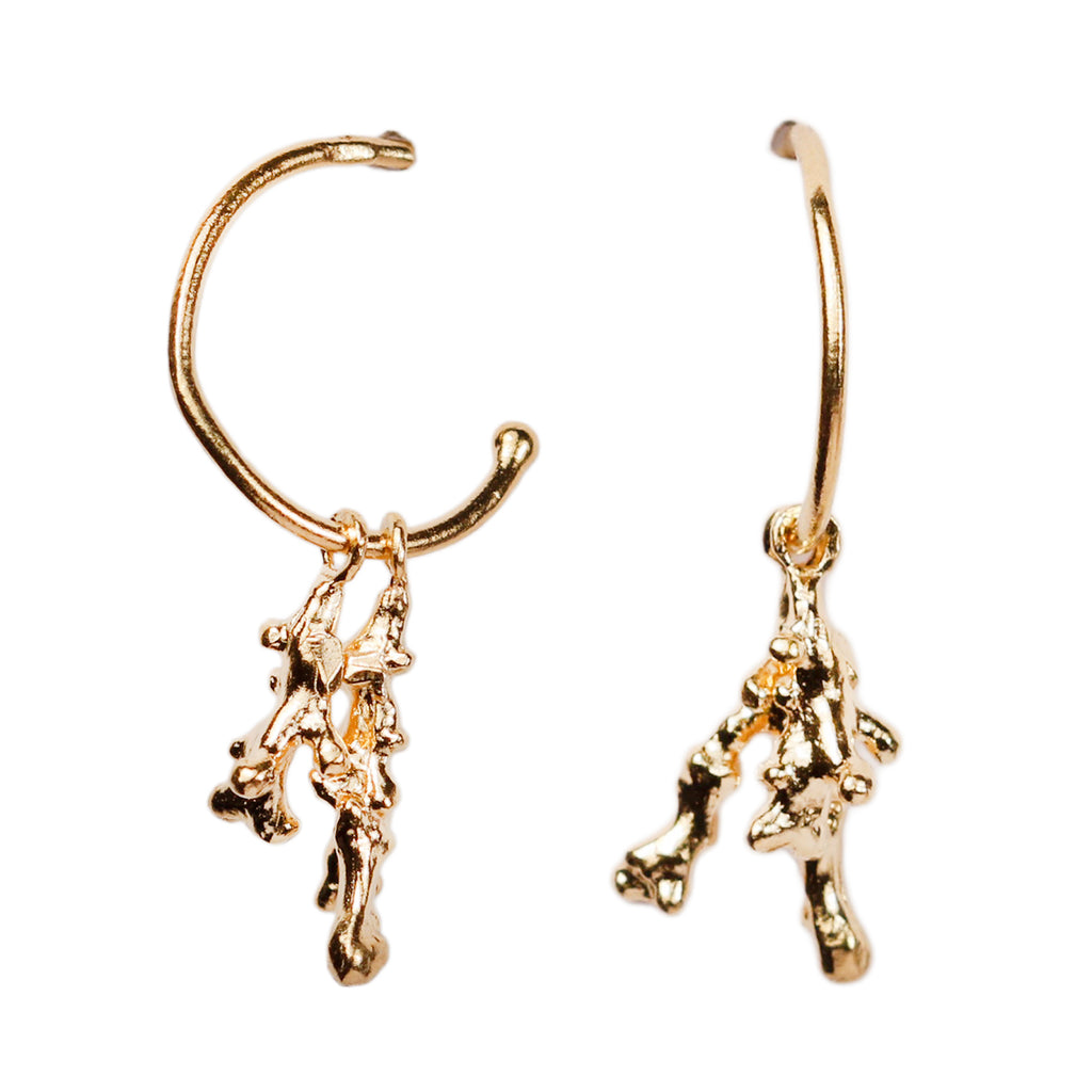 Aurum Drofn Gold Plated Hoop Drop Earrings