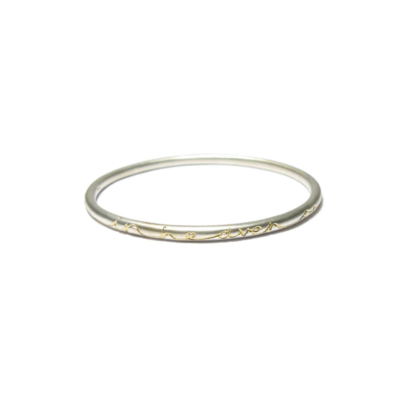 Diana Porter etched in heaven on earth silver gold bangle