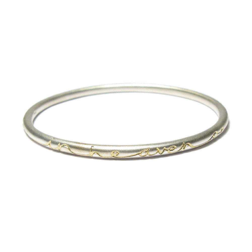 Diana Porter etched in heaven on earth silver gold bangle