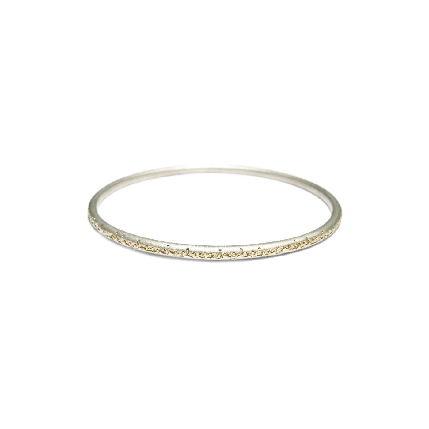 Diana Porter unique etched being silver gold bangle