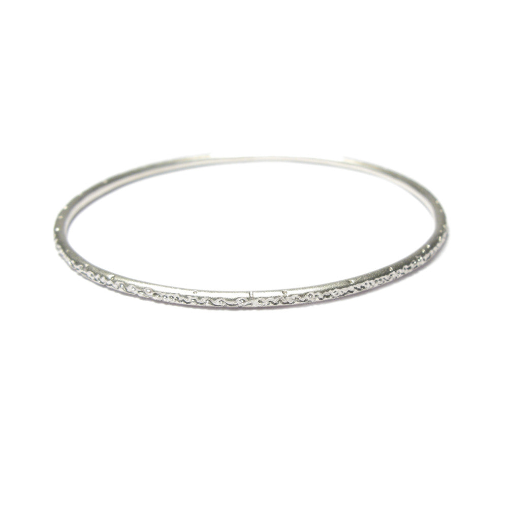 Diana Porter etched being silver thin bangle