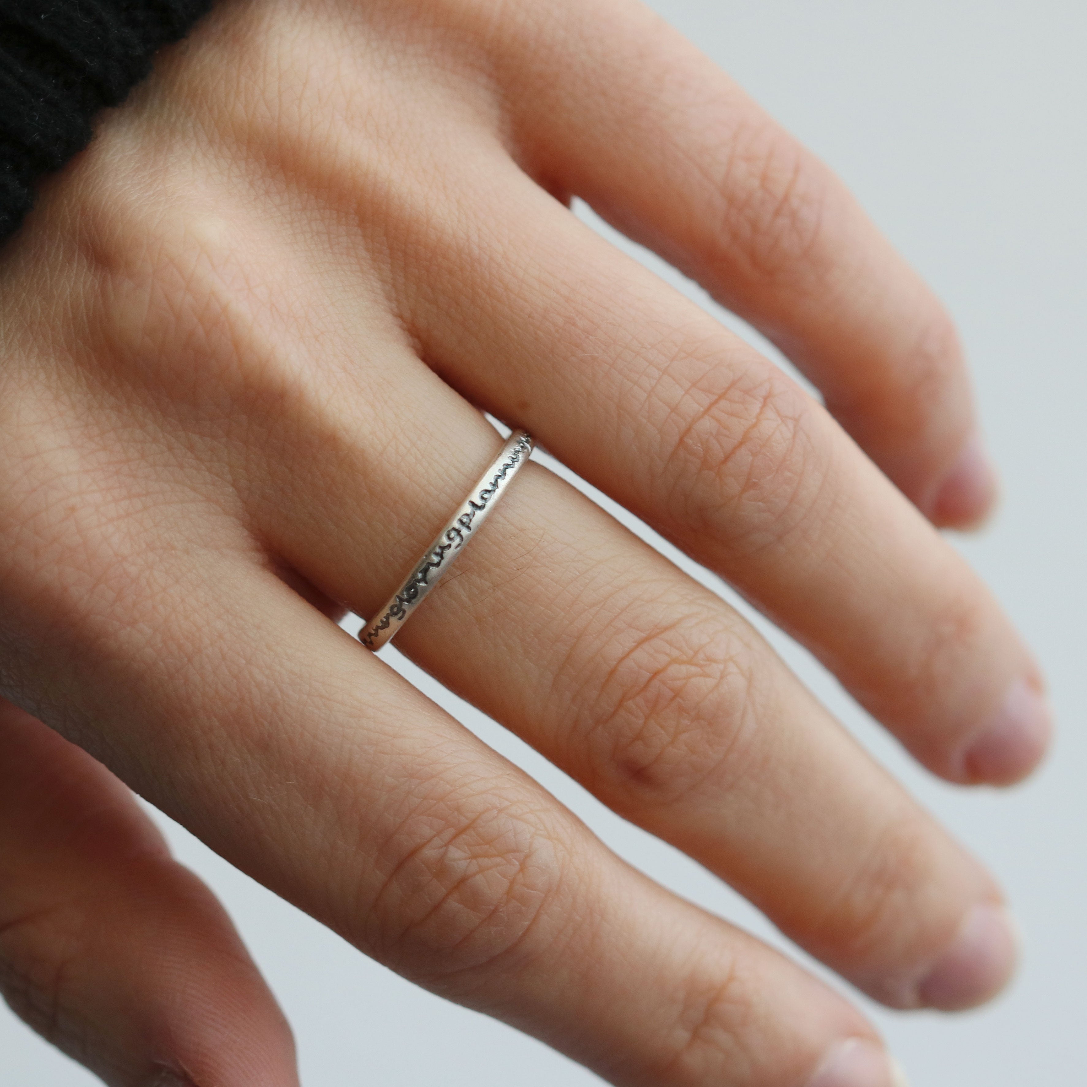 Slim Silver 'loving...' Ring