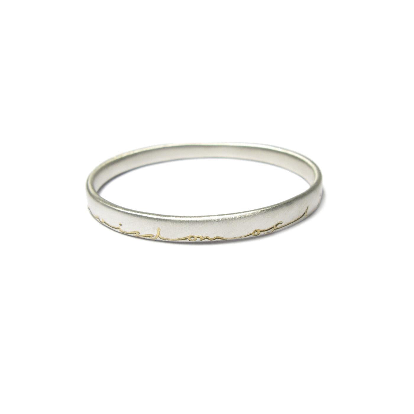 Diana Porter etched wisdom of life silver gold bangle