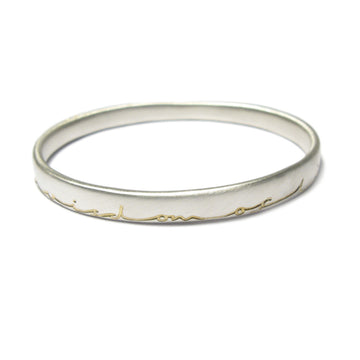 Diana Porter etched wisdom of life silver gold bangle