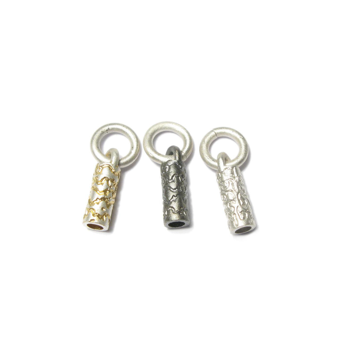 Diana Porter Jewellery etched silver tube charms